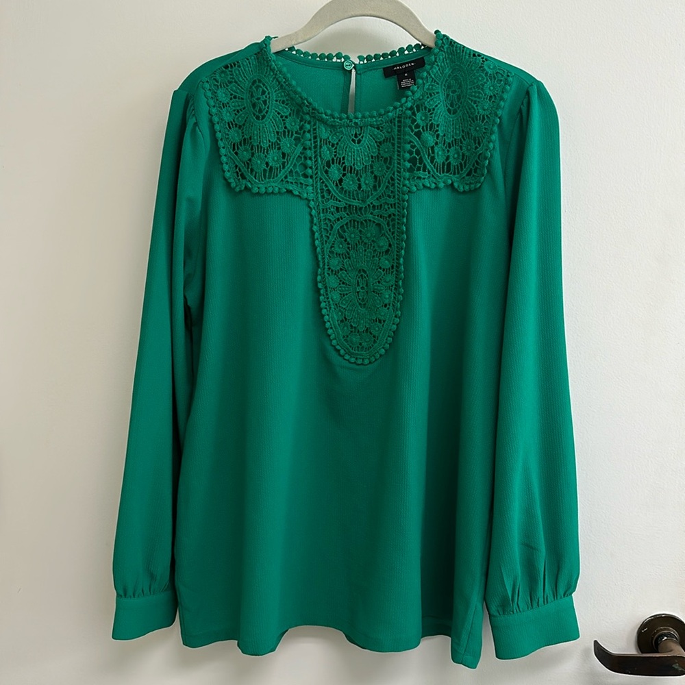 Halogen Green Lace Blouse M